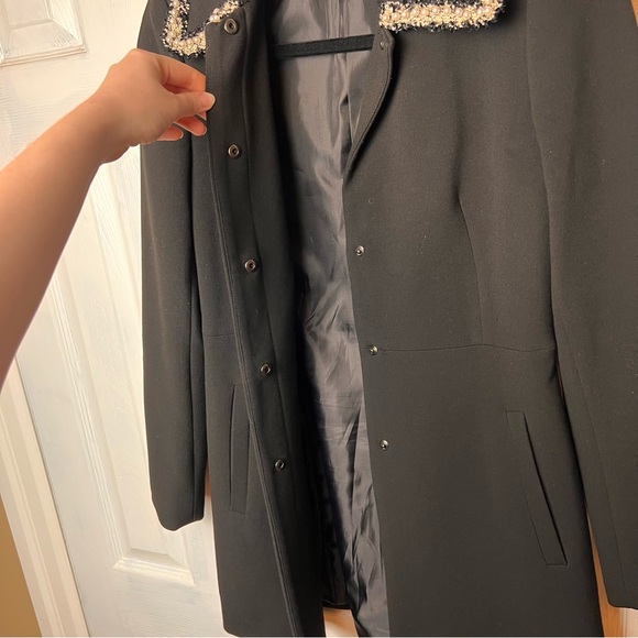 ZARA Black Fitted Belted Blazer Frock Coat with Pearl Laced Lapels - Size XS - Picture 9 of 12